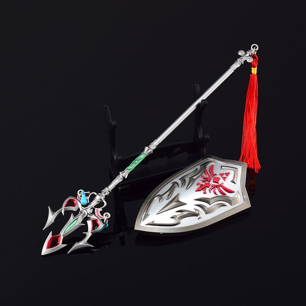 AEI Hobby Zelda: Breath of The Wild Link Master Sword Hylian Shield Ceremonial Trident Weapon Model Crafts Decoration (Set 4)