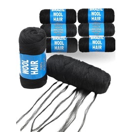 Brazilian Wool Hair Yarn for Braids, 8 Rolls Brazilian Wool Hair Extensions for Black Women Braiding Hair Twist Hair Soft Faux Locs Hair