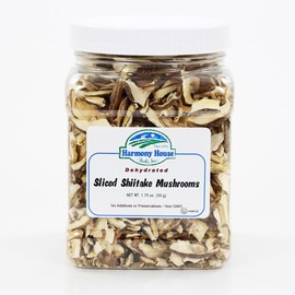 Harmony House Foods Dried Sliced Shiitake Mushrooms (1.75 oz, Quart Size Jar)