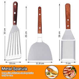 Large Metal Spatula, Flexible Stainless Steel Spatula, Slotted Turner Easy to Clean, Burger Turner for Eggs, Steak, BBQ