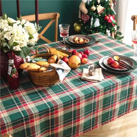 Buffalo Plaid Tablecloth Christmas Check Table Cloth Rectangular Table Cover for Farmhouse Christmas Party Dinner Table Decoration (Green, 57x84 Inch)
