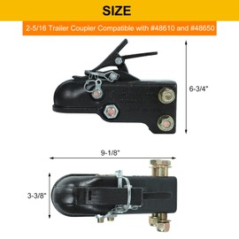 STMGW Heavy Duty Cast Adjustable Trailer Coupler 2-5/16 in,15000LBS Capacity Channel-Mount Coupler with Hardware Kit