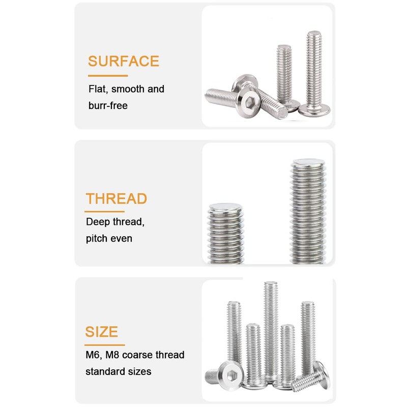 binifiMux - 6 tornillos de conexión para muebles, acero inoxidable