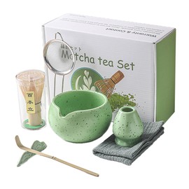 Premium Matcha Whisk Set - 7-Piece Japanese Tea Ceremony Matcha Tea Kit for Tea Lovers, Includes Bamboo Whisk, Bamboo Scoop and Stainless Sifter, Classic Green Design Matcha Set for Home Use
