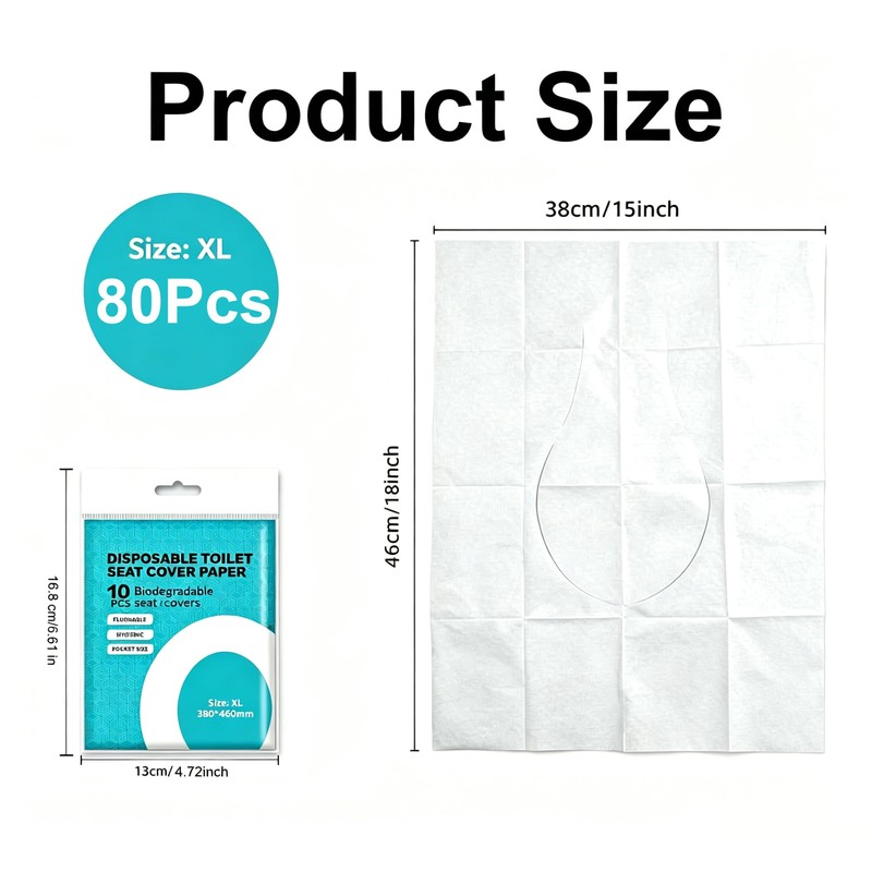 80 Pcs Toilet Seat Covers Disposable,XL Flushable Toilet Seat Cover