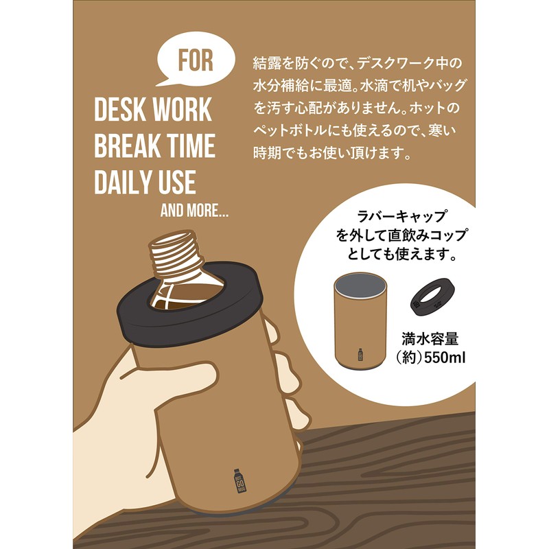 CBJAPAN BOT GOMUG Plastic Bottle Holder, Gray, Medium, Heat Retention,