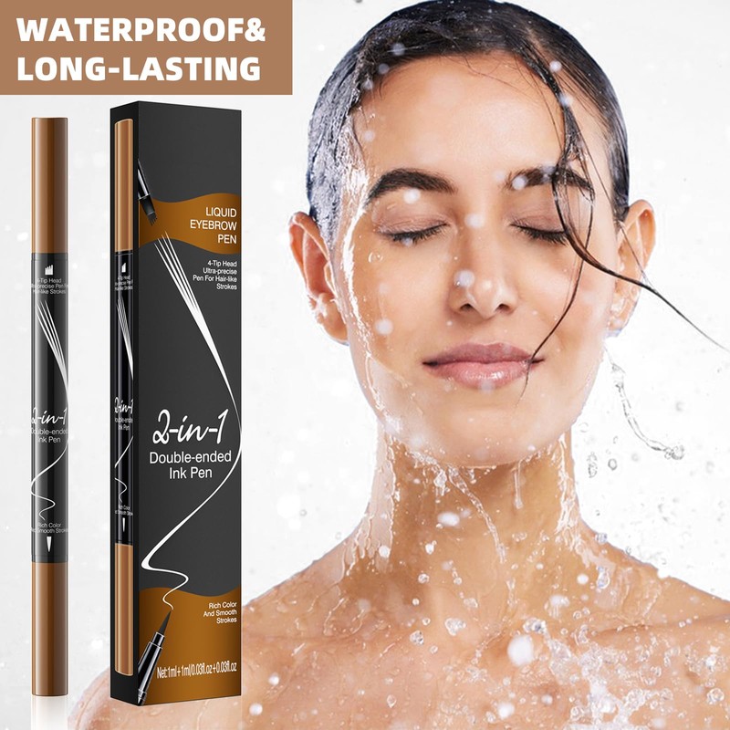 Eyebrow Pencil, Waterproof, 2-in-1 Dual-Ended Microblading Eyebrow Pencil, Microblading Eyebrow