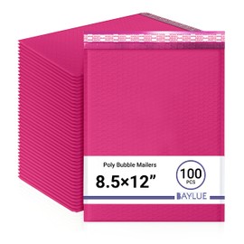 BAYLUE Baylue Hot Pink 8.5x12 Inch Poly Bubble Mailers #2 |Self Seal Padded Envelopes | Air Cushioned Bubble Mailer | Usable Size 8.5x11 Inch | 100 Pack Bulk | Waterproof | Lightweight Mailing Shipping Bags
