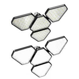 STODER Garage Lights Ceiling LED, Adjustable Angles, 120W 15000 Lumens, 6500K Daylight, Deformable Garage Ceiling Light, E26/E27 Base, Suitable for Garage, Shop, Basement, Workshop (2 Pack)