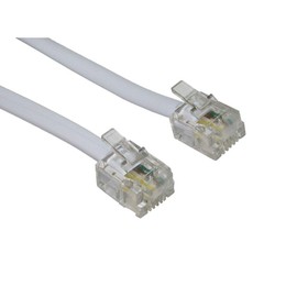 World of Data - 1m ADSL Cable - Gold Contact Pins Internet Broadband Router Modem RJ11 Phone Socket WHITE