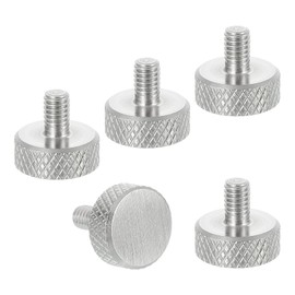 sourcing map M4x5mm Knurled Thumb Screws, 304 Stainless Steel Flat Head Thumb Screws Metric Diamond Knurled Head Bolts Grip Knobs Hand Tighten Thread Fasteners, 12mm Dia. 5 Pcs