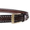 Earnda Men's Genuine Leather Braided Belt Buckle Fashion Woven Brown