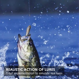 Fishing Lure Set,5 Pcs 8cm Soft Bait Head,Pre-Rigged Soft Lures,T Tail Artificial Bait,Great Action Swimbait,Easy Catching Lures for Family Fishing,3D Eyes Soft FishingLure Single Hook Baits