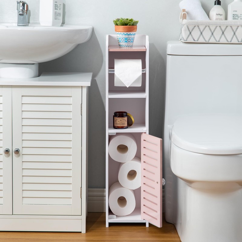 AOJEZOR Toilet Paper Holder Stand: Small Bathroom Storage Cabinet -