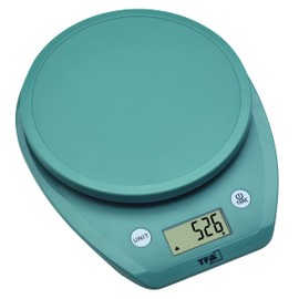 TFA Dostmann Mochi 50.2007.20 Digital Kitchen Scales with LCD Display, Volume Calculation for Milk, Food Scales, up to 5 kg, Lightweight, with Rubber Pads, Green