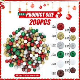 200 Pieces Christmas Sequins Foam Balls 1.2cm 1.7cm Mini Polystyrene Craft Balls Smooth Craft Foam Balls Art Decoration Balls for DIY Crafts School Projects Party Christmas Decorations