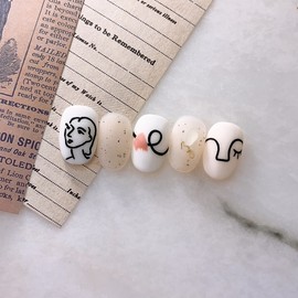 Henri Matisse-Nadia Drawing Handmade Nail Tips - Coffin / 앙리마티스-나디아드로잉수제네일팁 - 코핀