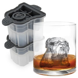 Tovolo Bulldog - Juego de 2 moldes de hielo grandes, ideal para los amantes de los perros, moldes de hielo únicos, enfriadores, almacenamiento sin olor, apto para lavaplatos con émbolo de silicona