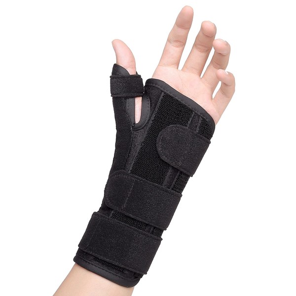 Thumb Spica Splint and Wrist Support, Adjustable Wrist Support for Carpal Tunnel, Thumb Stabilizer for Tendonitis by De Quervain, Tendonitis, Arthritis, Left-L/XL