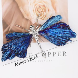 Crrezhai Blue Feathered Crystal Dragonfly Ornaments Siver Paperweight Art Natural Stone Insect Miniature Animals Desktop Art Decor