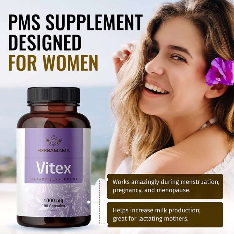 Herbamama Suplemento Vitex Balance Hormonal Para Mujer 100caps Sabor Sin
