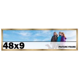 CountryArtHouse 48x9 Frame Gold Bronze Modern Solid Wood Picture Frame | 0.75 Inch Moulding Width | Includes UV Acrylic Plexiglass, Acid Free Foam Backing Board and Hanging Hardware