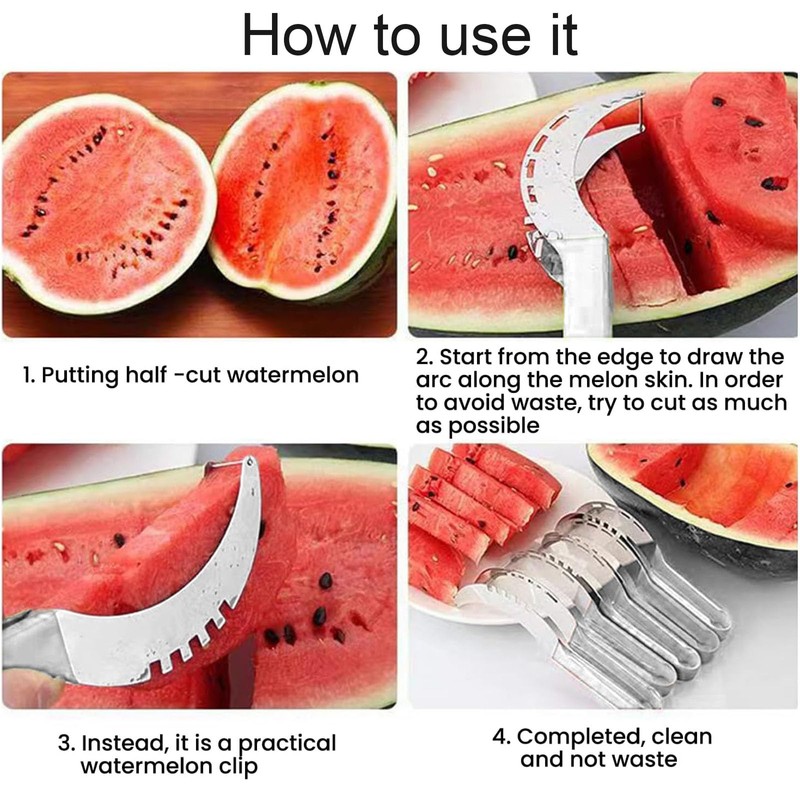 SSKHE 2Pcs Stainless Steel Fruit Slicer, 2 in 1 Double