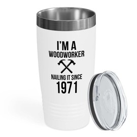 Luxe Gifting Woodworker White Tumbler 20oz - 1971 - Woodworking Gifts For Men Woodworker Gifts Carpenter Vintage 1971 Birthday Gift
