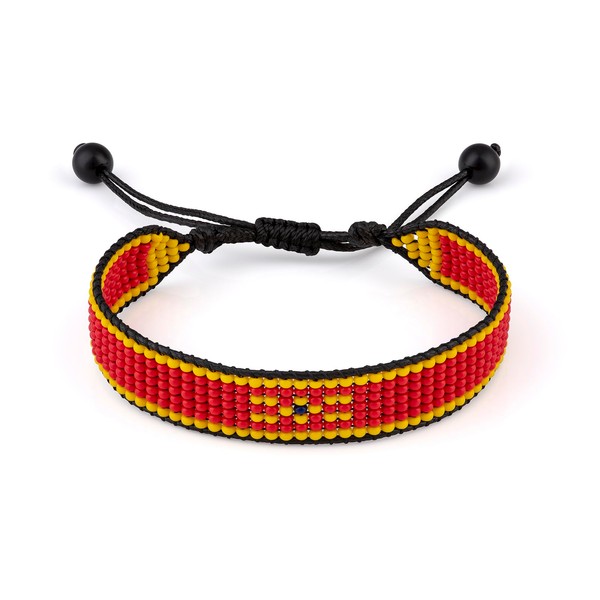 Montenegro Flag Beaded Bracelet, Adjustable, Boho Style Rope Bracelet for