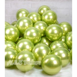 AULE Balloons Green Metallic Helium: Pack of 50 12 Inch Balloons Light Green Balloons Lime Green Latex Birthday Decoration for Birthday Baby Shower Jungle Dinosaur Decoration