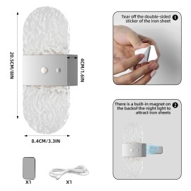 Motion Sensor Wireless Magnetic Outdoor Wall Lamps Smart Home Decor USB Rechargeable Wall Light Bedside LED Lights for HomeBody color: Silver, Lamp Power(W): 2, Lamp Sizes: Small
