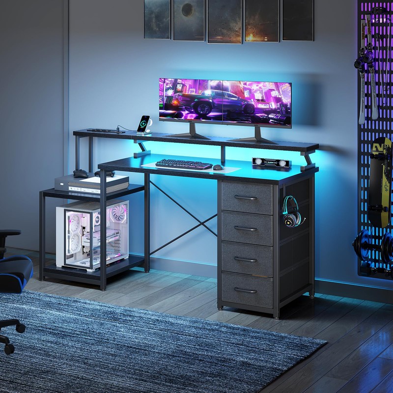 ODK 55 Inch Computer Gaming Desk with Power Outlets &