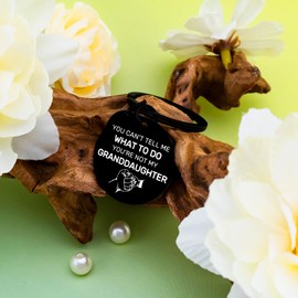 VIESUJI Fathers Day Grandpa Gifts from Grandkids Granddaughter Grandpa Birthday Gifts You Can't Tell Me What To Do You're Not My Granddaughter Keychain