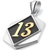 Flongo Men's Tribal Stainless Steel 13 Number Tag Pendant Necklace,