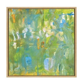 Kate and Laurel Sylvie Mango Framed Canvas Wall Art by Mentoring Positives, 22x22 Natural, Decorative Abstract Art for Wall