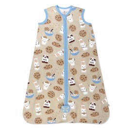 HonestBaby Zip Front Wearable Blanket 100% Organic Cotton for Infant Baby Boys, Girls, Milk N Cookies, Medium