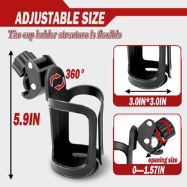 2 Pcs Cup Holders for Treestand Hunting Black Clip on Cup Holder Universal 360 Degrees Rotation Bottle Holder for Hunting Easy Clamps on Tree Stand or Climbing Sticks