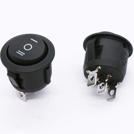 TWTADE / 4Pcs Momentary Boat Rocker Switch 3 Pin 3 Position(ON)-Off-(ON) SPDT Mini Car Auto Boat Round Rocker Toggle Switch 6A 250VAC/10A 125VAC KCD1-5-123