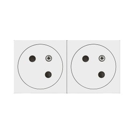 LEGRAND - Double Socket Pre-Wired with Earth Mosaic Surface Link 45° - 2P + T Socket for Plug Mounting - White