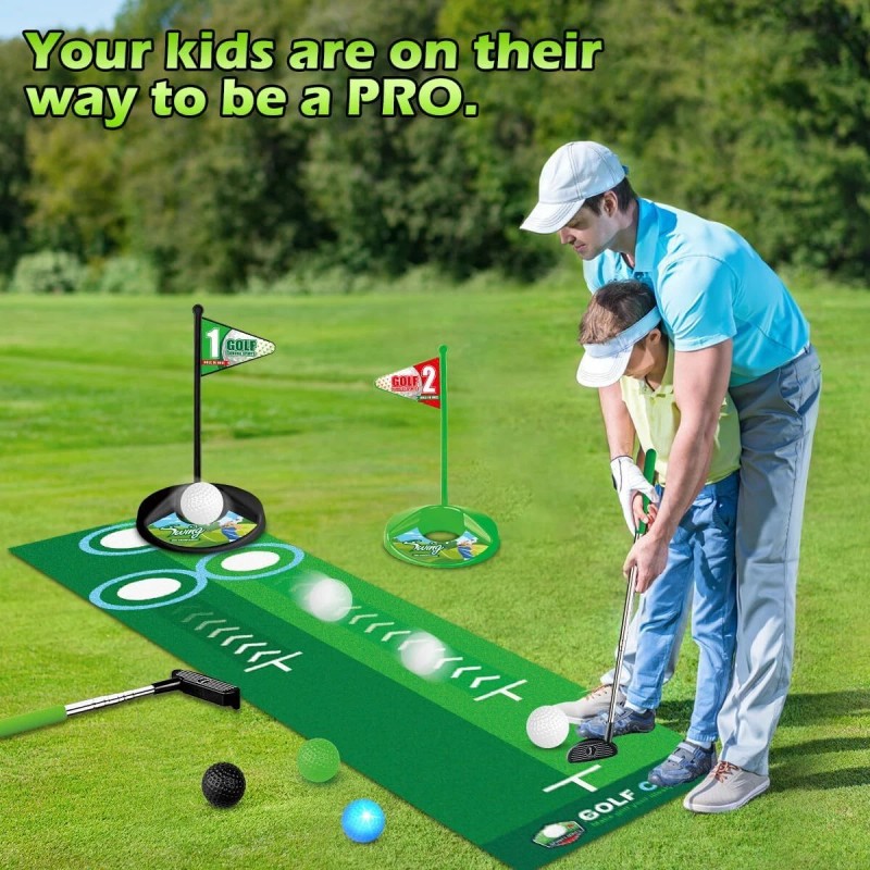 TERRAMUS Kids Toy Golf Club Set - Automatic Ball Returner,