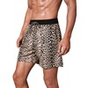 Verdusa Men's Leopard Print Drawstring Waist Swim Trunks Beach Shorts,