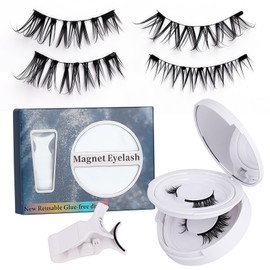 Magnetic false eyelashes,Long Lasting Reusable With Applicator,Magnetic Lashes,Natural Look No Glue or Eye Liner Needed False Eyelashes Waterproof, Easy To Wear(2 pairs)