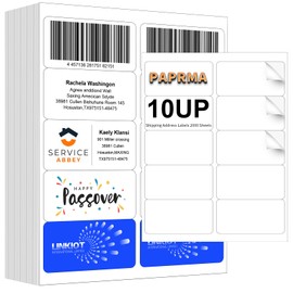 PAPRMA 2" x 4" Shipping Address Label for Laser Inkjet Printer 2000 Sheets, 8.5x11 Printable Sticker 10up/Page, 5163 White Adhesive Mailing Labels for Package Envelope