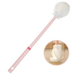 KONFEN Wasserflaschenbürste Silikon - faltbare Babyflaschenbürste mit langem Griff für 360° Reinigung ohne tote Enden, kratzfreie Silikonreinigungsbürste geeignet für Flaschen, Glasbecher (Rosa, 32CM)