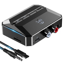 KAIY Bluetooth Receiver for Home Stereo, RCA Bluetooth Adapter with NFC-Enabled, 3.5mm Audio Adapter Support USB Flash Drive/TF Card, Wireless Audio Receivers for HiFi Music Stereo System