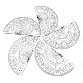 Ashton and Wright - 180 Degree Protractor - 10cm - Lightweight School Protractor - Pack of 5 (Transparent Clear)