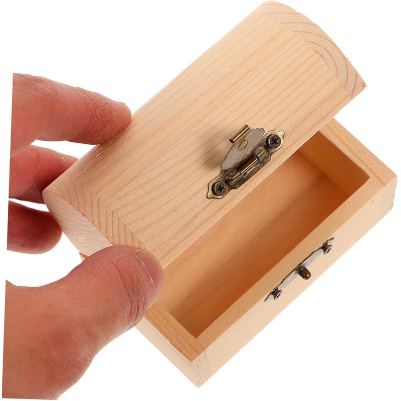 DIY Unfinished Wooden Pirate Treasure Chest, Pine Wood Storage Box