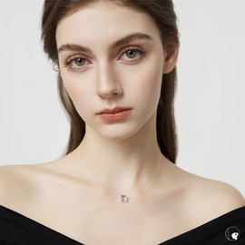 Ouhashi Women's Necklace, Austrian Crystal x S925, Floating Gem, Aurora Cube, Multi-Cut Surface, Translucent Lines, Changes Sparkle, Skin-Friendly, Gift Box Included, For Anniversaries, Birthdays