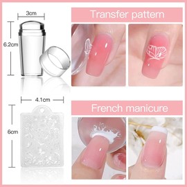 Biutee Nail Stamping Plates Set 2 PCS Large Plate 110 Patterns Nail Art Stamper Scraper Nail Stamp Template Kit French Line Lace Flower Design Masnicure Plates