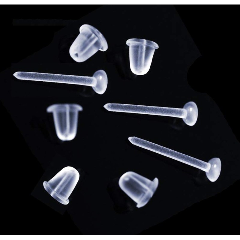 Clear Earring Backs Plastic Safety Rubber Backs Stud Bullet Earring